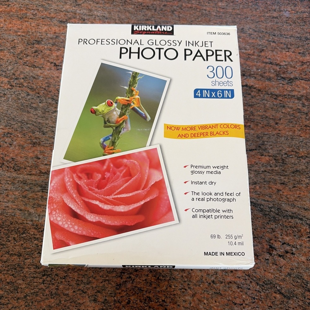 Kirkland Signature 4 x 6 Professional 69 Lb Glossy Inkjet Photo Paper 300 503636